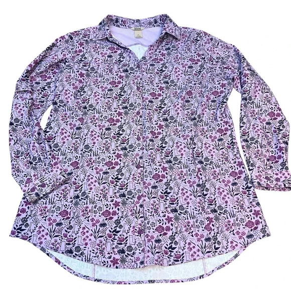 Duluth Trading Co Tops - Duluth Trading Sidewinder Printed Tunic Floral Lilac XL